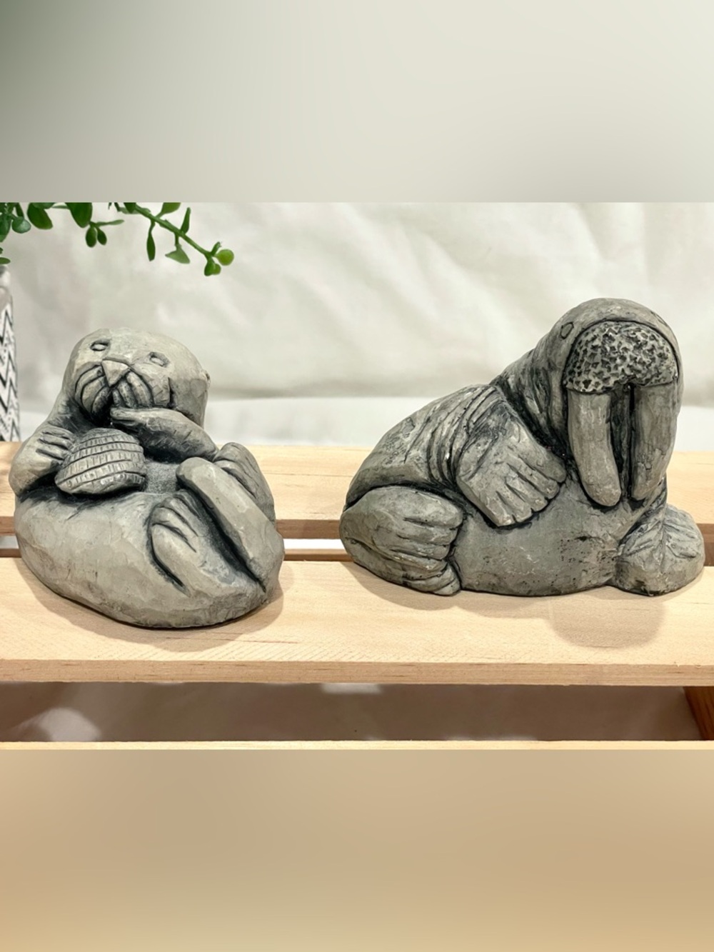Skagway, Alaska Resin Animal Souvenir Sculpture Set | Walrus & Sea Lion